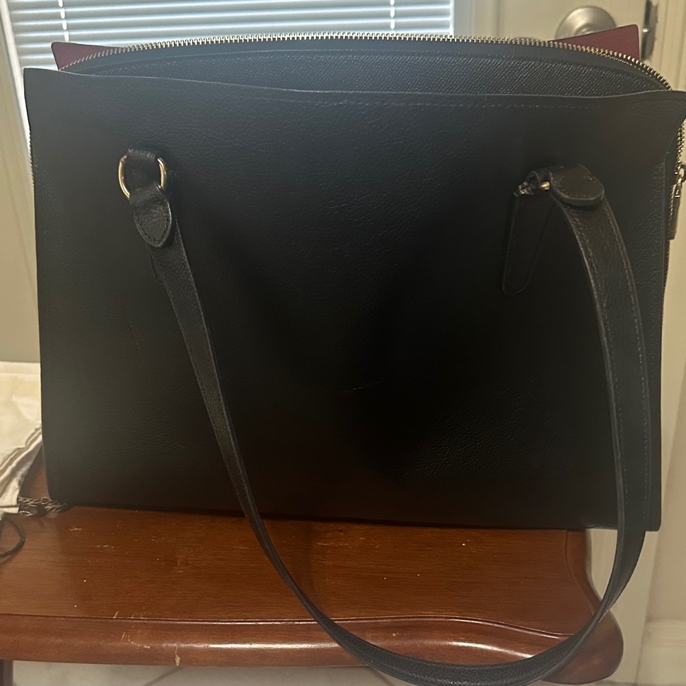 Coach Black Leather Tote - Picture 2 of 8